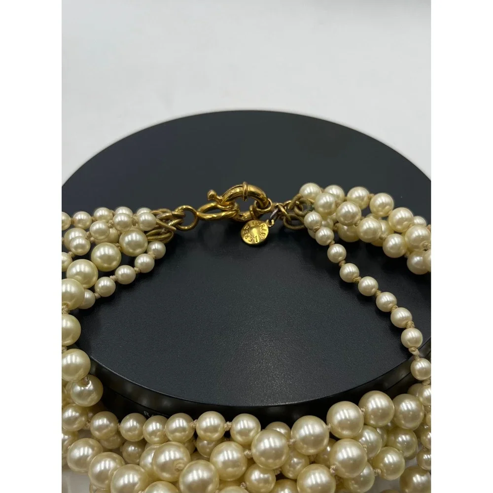 J. Crew Vintage MultiStrand Layered Cream Gold Tone Faux Pearl Necklace